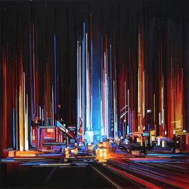 Leslie BERTHET LAVAL - "Nuit urbaine" 80x80 cm