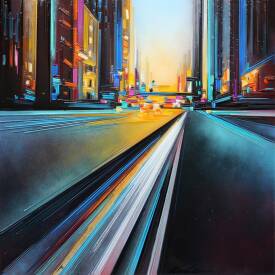 Leslie BERTHET LAVAL - "City light" 80x80 cm