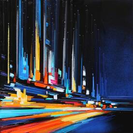 Leslie BERTHET LAVAL - "Nuit urbaine"  50x50 cm