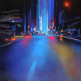 Leslie BERTHET LAVAL - "Nuit urbaine" 100x100 cm