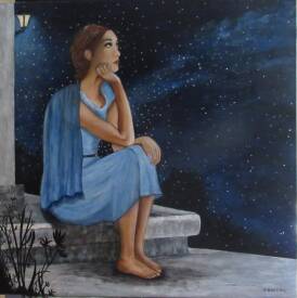 Patricia BRETEL - La tete dans les étoiles - 60 X 60 - disponible