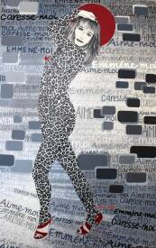 Christine Bouchand - Chris Alys - RÊVE+LEOPARD+Chrisalys+huile+toile+artiste+peinture+collage+referencement+google+gratuit+vert+rouge+galerie+musee+cadre.JPG