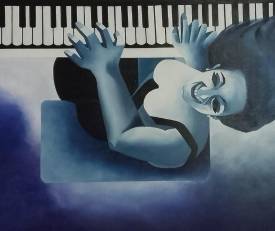 Michel COLOMBIN - pianiste. Huile sur toile. 140 X 120