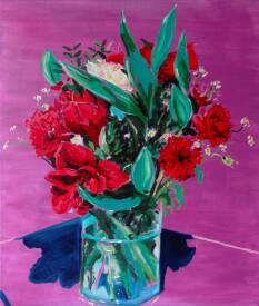 Sébastien COUËFFIC - bouquet rouge et vase en verre huile sur toile 65 x 54 cm 2021 1.jpg