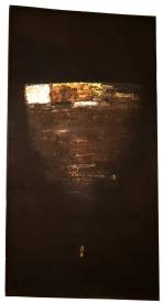 Valérie de LAUBRIERE - Noir d'étoile 121x236  acrylique ,pigment ,argent , or sur bois gravé 2005 collection privée           privée