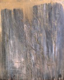 Valérie de LAUBRIERE - Souffle 190x153cm acrylique, pigment, sable, or sur bois gravé 2002 collection privée