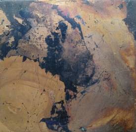 Valérie de LAUBRIERE - Chaos 12X12 cm vernis,pigment,cuivre sur bois 2020