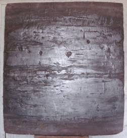 Valérie de LAUBRIERE - Rêve de pierre 126x142cm acrylique, graphite ,sable sur bois gravé 2003