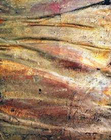 Valérie de LAUBRIERE - De sable et d'or 30X40cm vernis,feuille de cuivre oxydée sur bois gravée 3024