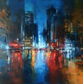 Benoît HAVARD - 7th Avenue by Night - 100x100cm