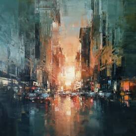 Benoît HAVARD - Sunset 5th Avenue - 100x100cm