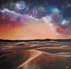 Serge KEYEUX - DUNES ETOILEES 100x100 acrylique sur toile 3D année 2024.jpg