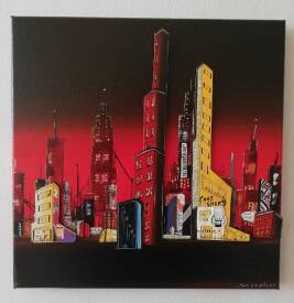 Marc LE DIZET - Ville rouge droite. 30x30