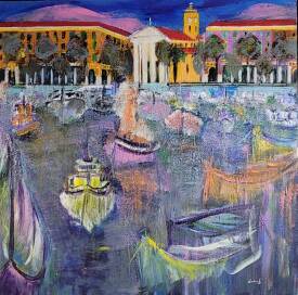 Christian LOBEL - LE PORT DE NICE 1- Acrylique sur Toile - H 100 X L 100 CMS - 2024.jpg