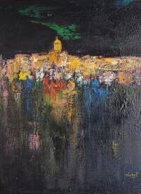 Christian LOBEL - NUIT TROPEZIENNE- Acrylique sur Toile-H 81 x L 65 cms - 2020.jpg