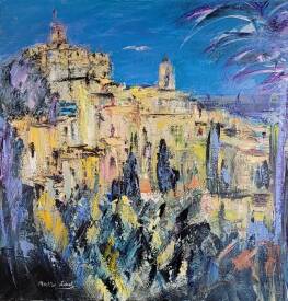 Christian LOBEL - LES HTS DE CAGNES - Acrylique sur Toile - H 100 X L 100 CMS-2013-2022