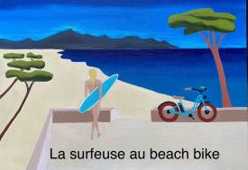 Jean-Louis LONGUEFOSSE - La surfeuse au beach bike