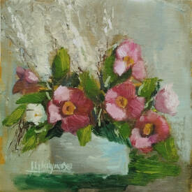 Iryna MALYNOVSKA - F2005 Bouquet de Fleurs Sauvages en Vase Blanc