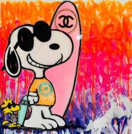 Edwige MOREL - SNOOPY SURF MIAMI 70X70CM.JPG