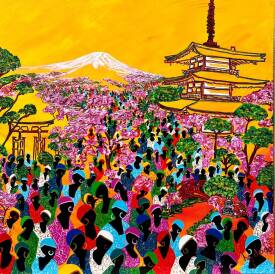  NADODO - Nadodo-362 -  富士山に行く-Rendez-vous au mont Fuji acrylique sur toile lin 100x100.jpg