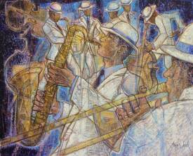 Aimé VENEL - Jazz Band Blue - huile sur toile  - 100x81cm .JPG