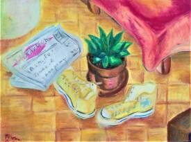 Sylvain ZABETH - 13)1988 USA New-York ' plante verte et basket' Pastel sur papier 24x32cm.jpg